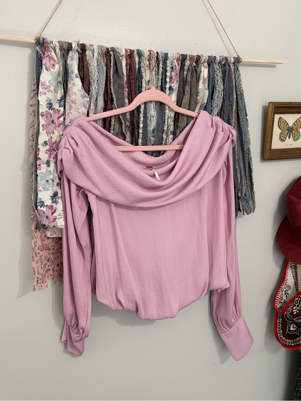 Free People Pink Off the Shoulder Blouse